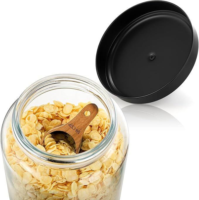 2 Pack Large Glass Jars with Metal Lid, 1 Gallon Clear Cookie Candy Jar, 125 OZ Airtight Food Storage Container, Empty Canister Set for Kitchen Counter, Pasta, Dog Treats, Snacks, 3.7 L