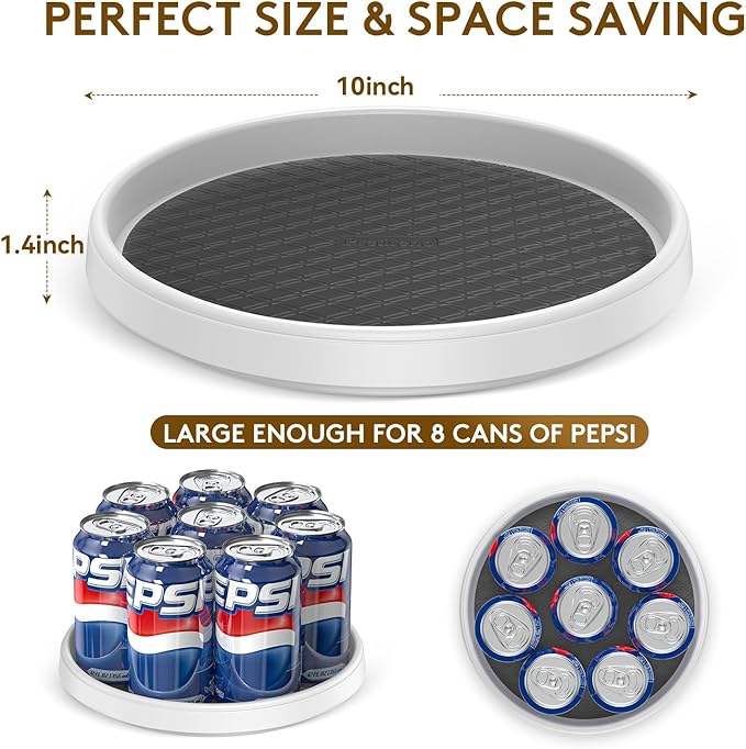Lazy Susan Organizer Set of 4, 10 Inch Lazy Susan for Table Top,Non-Skid Turntable for Cabinet, Pantry Organization and Storage, Countertop, Vanity,Fridge,Bathroom,Kitchen Spice Rack