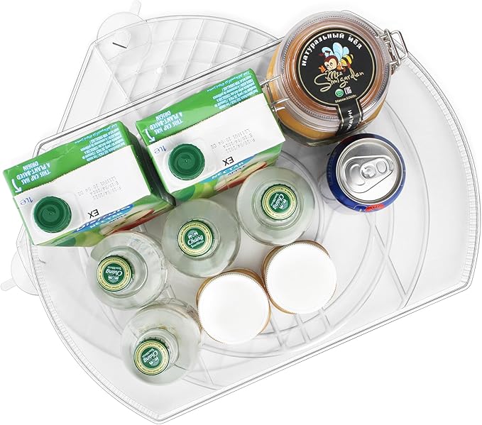 FIRJOY Lazy Susan Turntable for Refrigerator, Square Turntable Organizer for Fridge Cabinet, Pantry, Countertop | 16.5" x 11.1" (Rectangle 2 Pack - Clear)