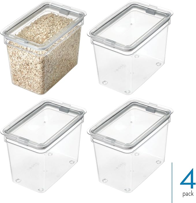 iDesign Small Food Storage Bin with Airtight Lid for Kitchen or Pantry Storage - Set of 4 - Clear