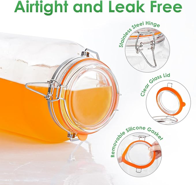 1.5 Gallon Glass Jar with Lid, Large Glass Jar with Lid and Silicone Seal, Gass Storage Jar with Lids, Wide Mouth Jars Glass Container for Kitchen Food Storage(1 Pack)