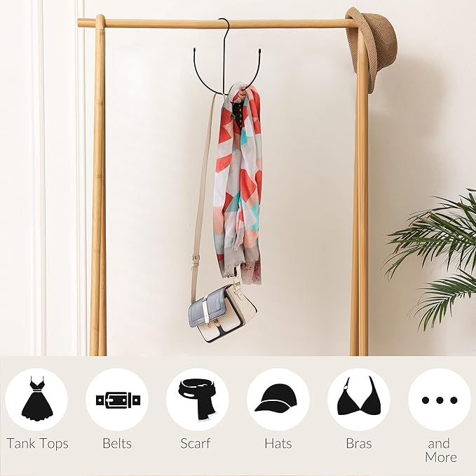 ZEDODIER Belt Hangers, Belt Rack Black Closet Accessories Organizers, Closet Organizer Hook Rack for Belt, Ties, Scarves, Camisoles, Hats, Bras, Shoes