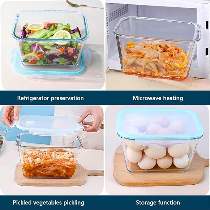 2600 ML /88oz/ 11 Cup LARGE Glass Food Storage Container with Airtight Locking Lid for Storing food, Vegetables, Fruits Roasting Turkey Freezer Microwave & Oven Safe Leak Proof Stackable