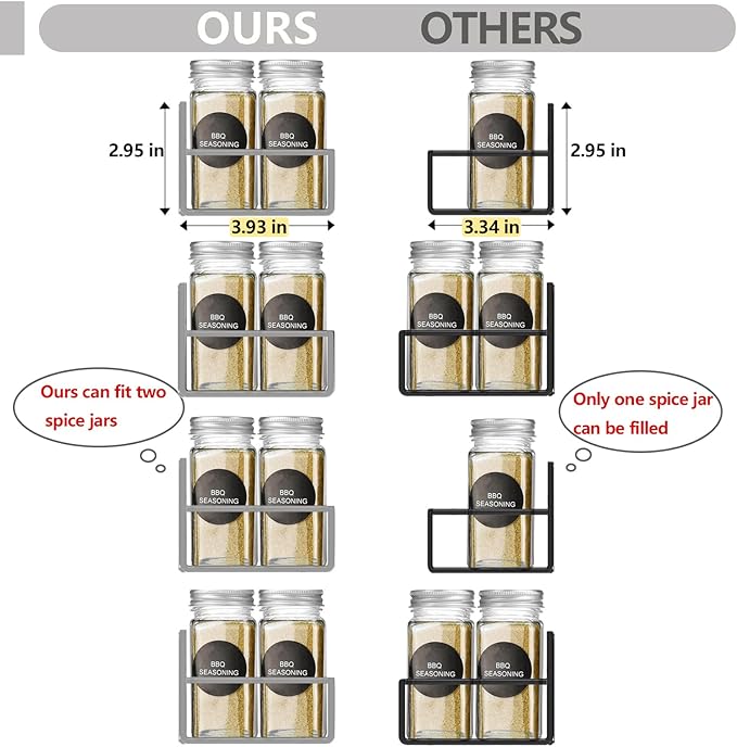 Magnetic Spice Rack Organizer for Fridge Seasoning Organizer for Kitchen storage with Screw or Adhesive Hanging,Magnetic Shelf with Hook for Refrigerator and Oven (Grey, 4pack)