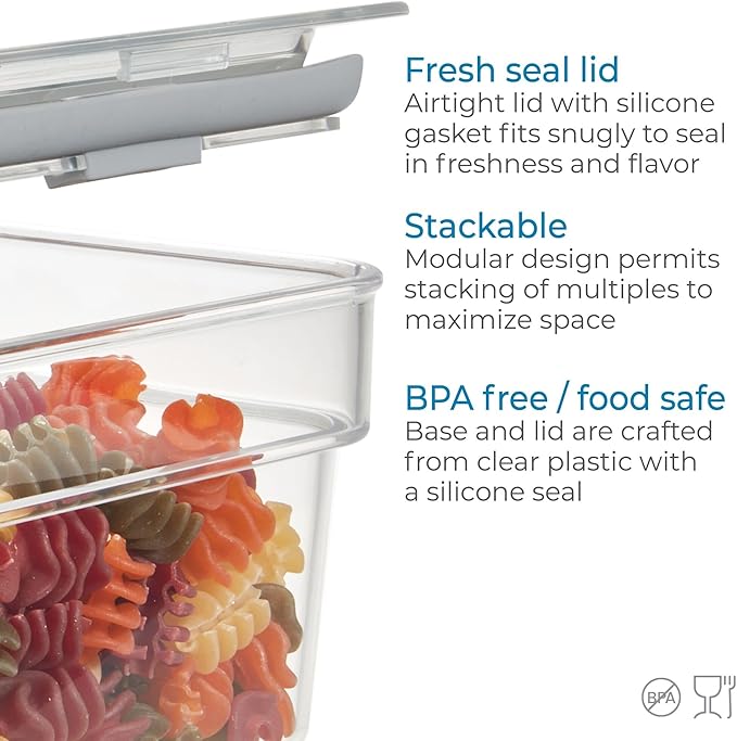 iDesign Medium Food Storage Bin with Airtight Lid for Kitchen or Pantry Storage - Set of 4 - Clear