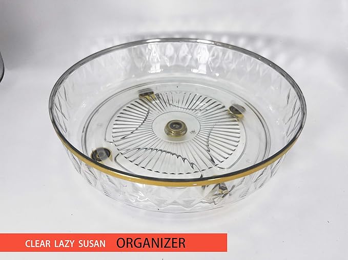 Baimuli Lazy Susan Organizer for Cabinet 2 Pack, 10.6" Clear Lazy Susan Turntable Rotating Organizer, Plastic Organization and Storage Spinning Spice Rack for Kitchen, Bathroom, Pantry, Fridge, Table