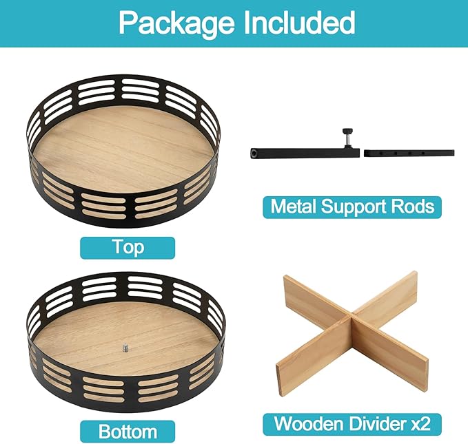 Lazy Susan Organizer,4 Adjustable Heights Lazy Susan Turntable for Cabinet,2-Tier Snack Organizer for Pantry Shelf,Rotating Spice Rack,Wood Condiment Seasoning Organizer for Spices, Makeup,Snack