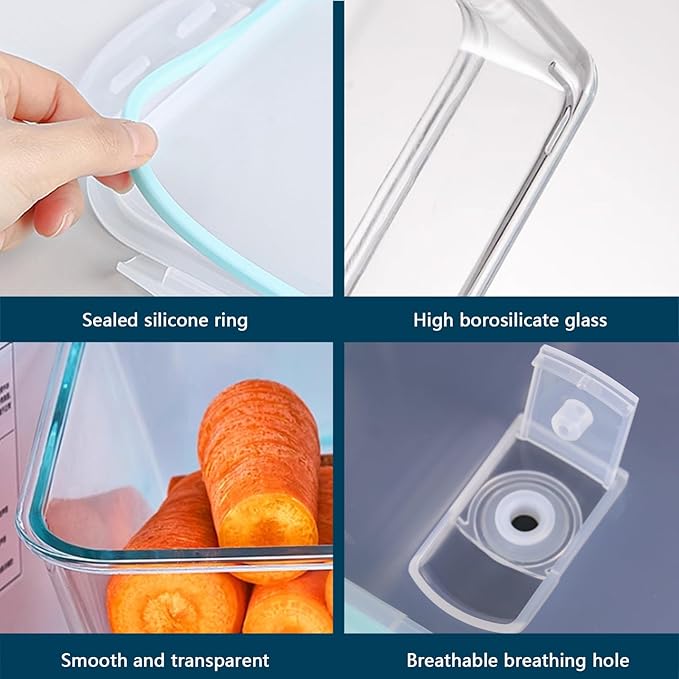 2600 ML /88oz/ 11 Cup LARGE Glass Food Storage Container with Airtight Locking Lid for Storing food, Vegetables, Fruits Roasting Turkey Freezer Microwave & Oven Safe Leak Proof