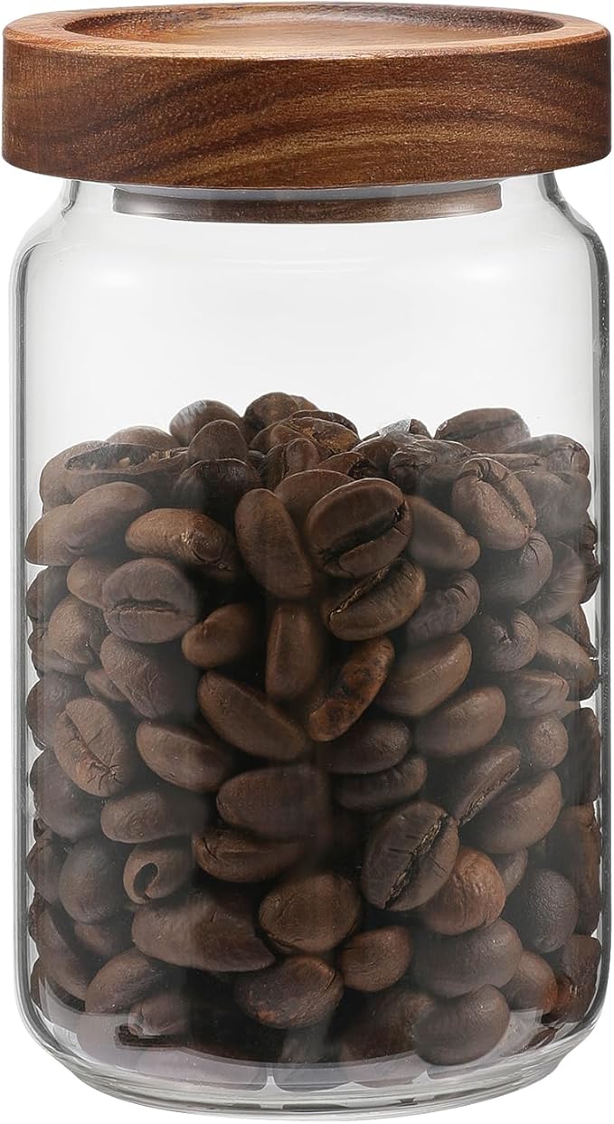 Small Glass Jar with Lids Thicken Glass Coffee Storage Canister Borosilicate Glass Food Containers Bottle for Spice Ground Nut Pasta Sugar Candy Tea (6.7oz(200ml)-1 PACK