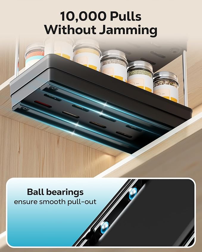 Nieifi Vertical Spice Rack Pull Out-Spice Racks for Inside Cabinets-4-1/3 inch Wide-Suitable for Cabinets Larger Than 12 inches High-Seasoning Kitchen Organizer-4.3"W x 10.6"D x 8.7"H-1 Pack-2 Tier