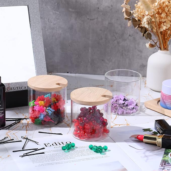 Zubebe 8 Pcs 10 oz Clear Glass Seasoning Jar with Wooden Lid and Spoon Adorable Sugar Condiment Jar Canisters Pot Set Bath Salt Sugar Storage Container Box for Home Cafe Kitchen