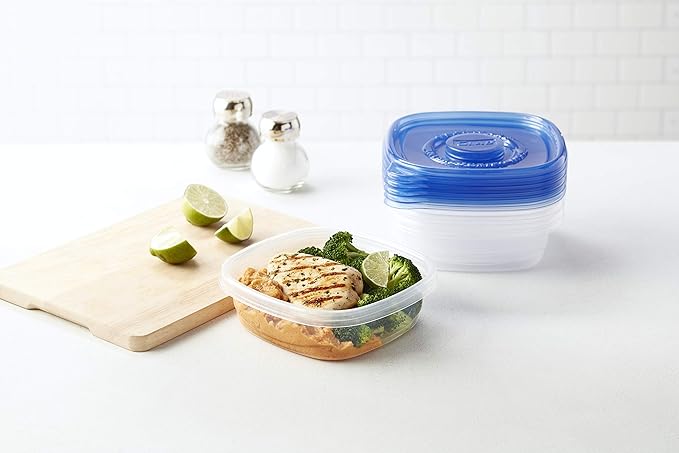Glad Food Storage Containers for Everyday Use, Medium Square - Standard Meal Container Holds up to Twenty-Five Ounces, Blue, 25 oz - 5 Count