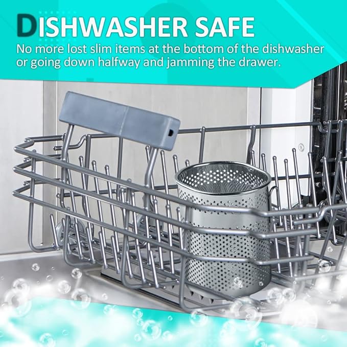 HOME&I Silverware Drying Basket, Kitchen Sink Utensil Holder Replacement,Thin Dish Drying Rack Countertop Organizer Stainless Steel 304 Flatware Cutlery Caddy Hold for Dish Drainer(Very Small-Oval)