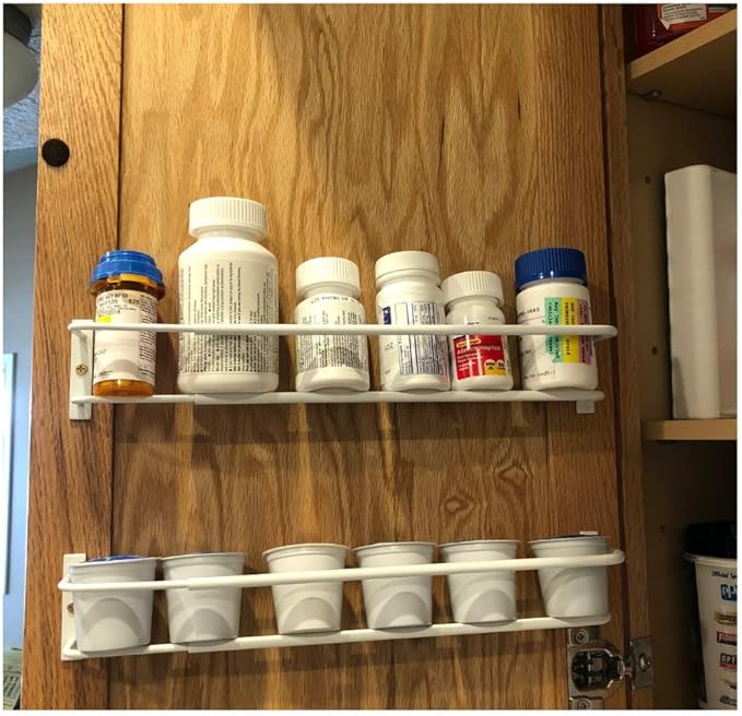 Expandable Rack (white, set of 3)-Mount on cabinet door/pantry/wall-Convenient storage for spices, K-cups, medications, acrylic paints & more-Great for use in kitchens, bathrooms & RV/campers