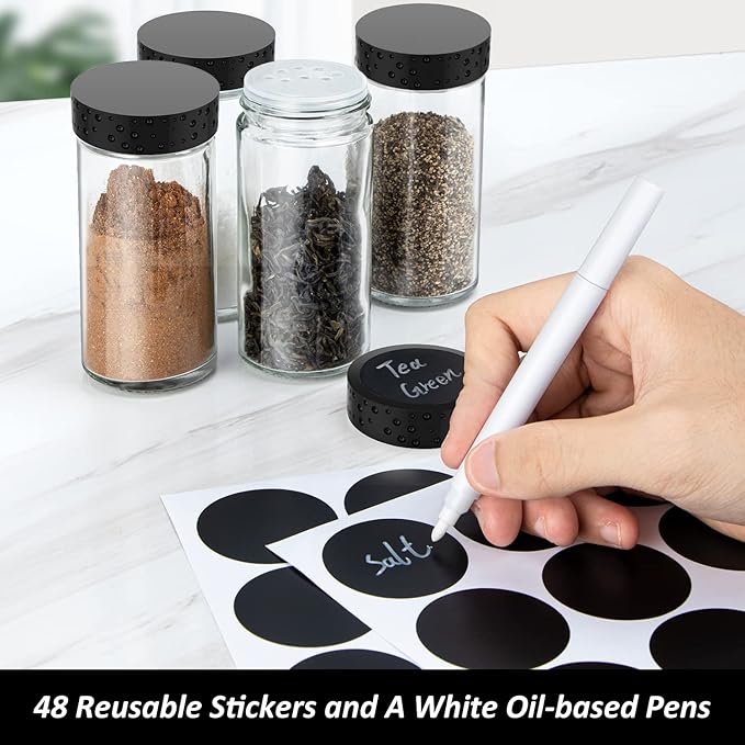 Black Rotating Spice Rack Organizer with Jars(20Pcs), Seasoning Organizer for Cabinet, Kitchen Spice Racks for Countertop, Revolving Stainless Steel Spice Organizer
