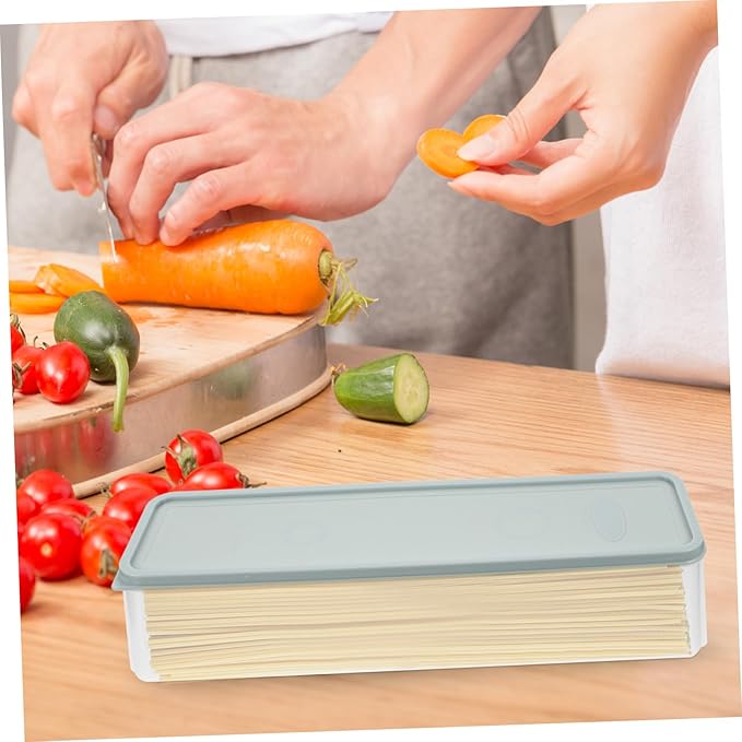 Luxshiny Blue Large Canister Box Storage Container Airtight Pasta Storage Noodle Refrigerator Holder Narrow Pasta Holder