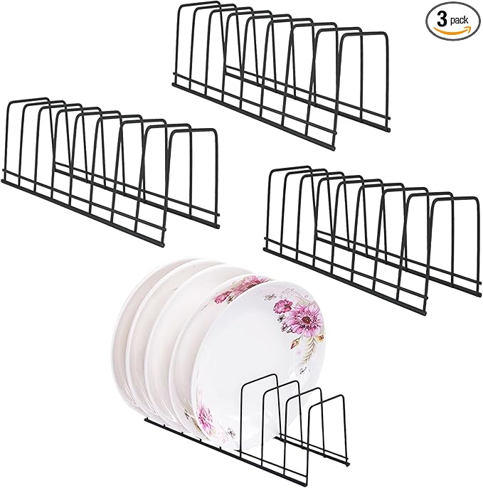 4 Pack Pot Lid Holder Kitchen Pot Lid Organizer Cabinet Rack Suitable for Bakeware, Dish, Plate, Pots & Pans, Cutting Boards, Serving Trays, Reusable Containers in Cabinet Pantry (Black)