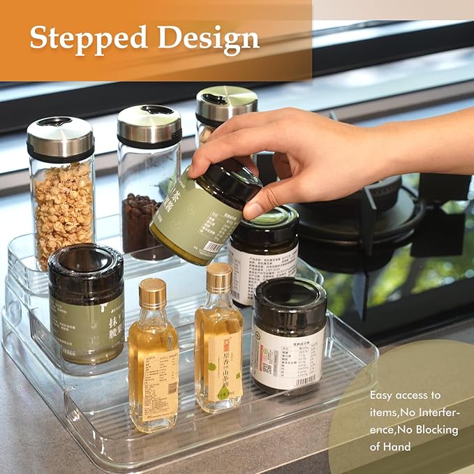 GREATLINK 3-Tier Spice Rack Organizer for Cabinet and Kitchen Countertop, Acrylic Pantry Organizers and Storage for Spice and Seasoning, Ideal for Perfume Organizer & Medicine Cabinet Organizer, 1PCS