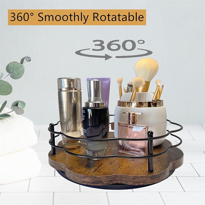 11" Lazy Susan Turntable Organizer Higher Guardrail 360°Rotating Non-Slip Base Lazy Susan Spice Rack Organizer for Cabinet Table Top Kitchen Countertop Dining Table Pantry Coffee Bar Storage