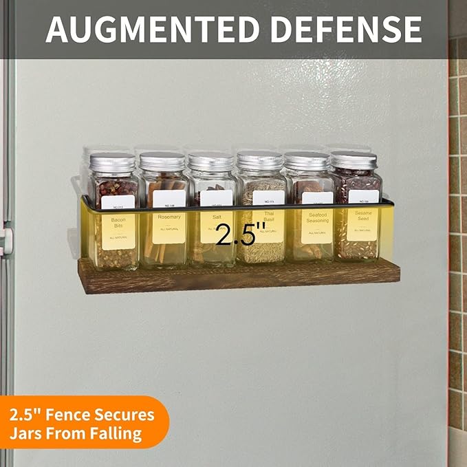 2 Pack Strong Magnetic Spice Rack Organizer for Refrigerator and Microwave Oven, Metal Fridge Shelf, Space Saver for Kitchen Organization and Storage, Black