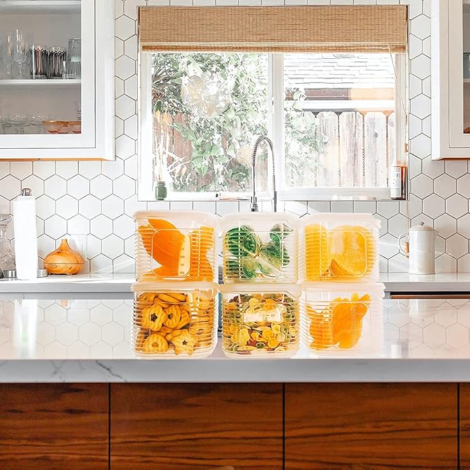 Food Storage Containers with Lids Airtight 6PCS Removable Individual BPAFree Plastic Food Containers for Pantry Organization and Storage, Stackable Meal Prep Containers Reusable