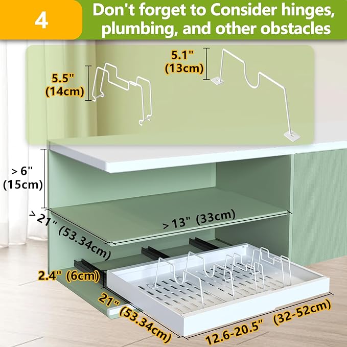 2 Pack Pull Out Cabinet Organizer,21" Deep,Expandable Compatible Framed Cabinet Slide Out Organizers,With Adhesive Nano Film And 6pcs Divider Racks Pull Out Drawers For Kitchen Cabinets