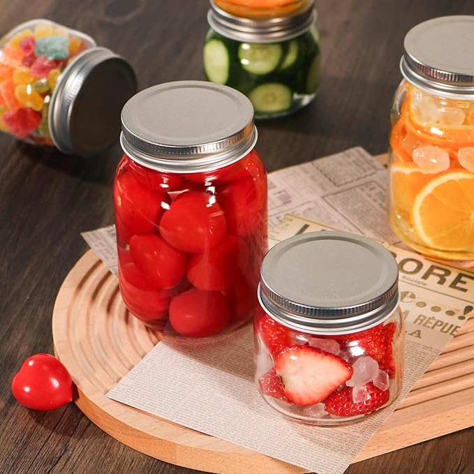 GUEQUITLEX Glass Mason Jars With Lids Genuine Preserve Jar 8oz, Canning Jars for Food Storage, Dry Food, Snacks, Candies, DIY Projects 8 Pack