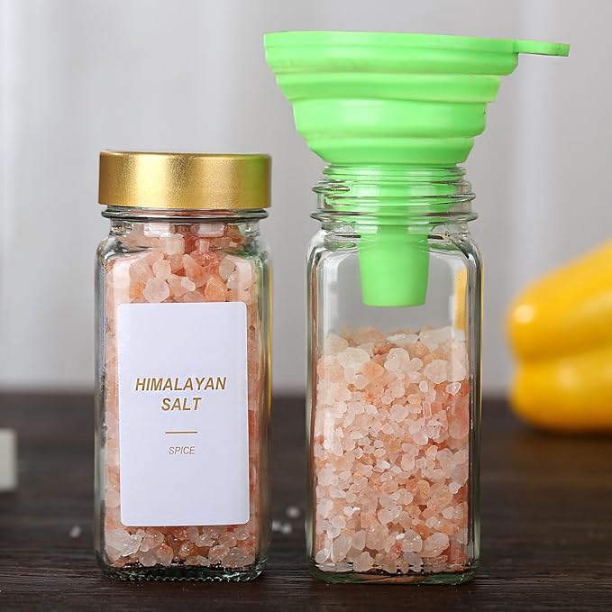 Glass Spice Jars with Label, 36 Pcs Spice Jars with Shaker Lids-4 oz Gold Spice Seasoning Jars Bottles Containers Set for Spice Rack (36)