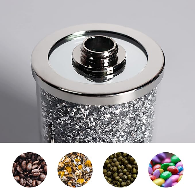Crystal Salt and Pepper Shakers Set with Tray,Sparkly Crystal Crushed Diamond House Decor for Kitchen,Bling Salt Pepper Jar Container Pot for Countertop,saleros para cocina elegantes,Silver