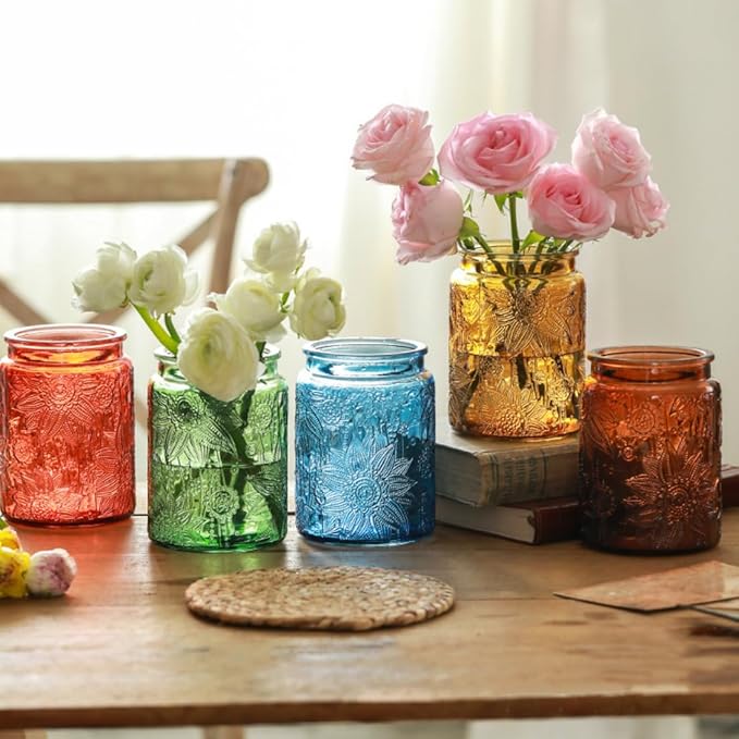 Vintage Glass Jar with Bamboo Lid, 23.7oz Blue Glass Jars, Decorative Mason Jar for Home Kitchen Storage Coffee Tea Sugar Candy Dish Cute Jar (Blue, 1Pack)