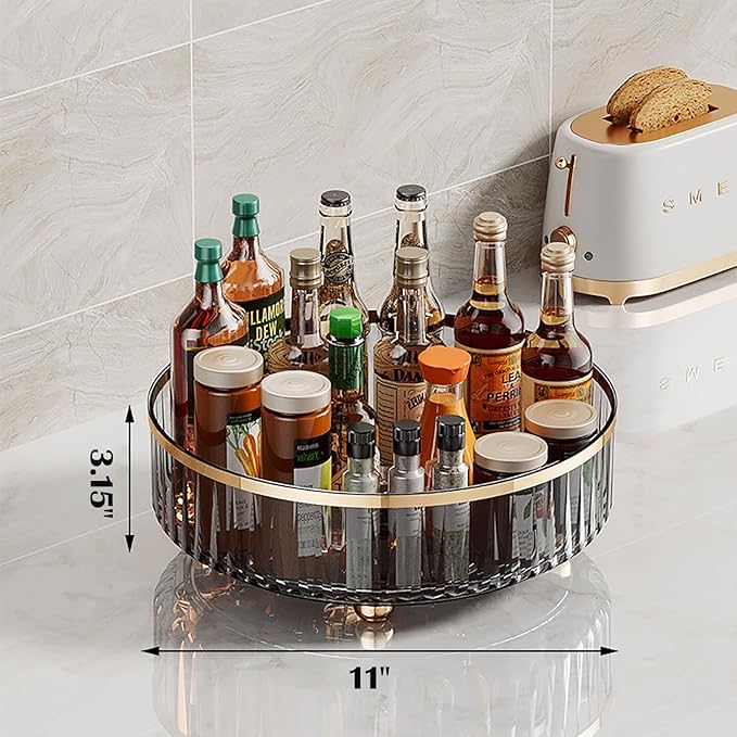 Clear Lazy Susan Pantry Organizers and Storage, 11” Turntable Organizer, Rotating Storage Rack for for Kitchen, Pantry,Cabinet, Dining Table,Fridge,Countertop,Vanity,Food Storage
