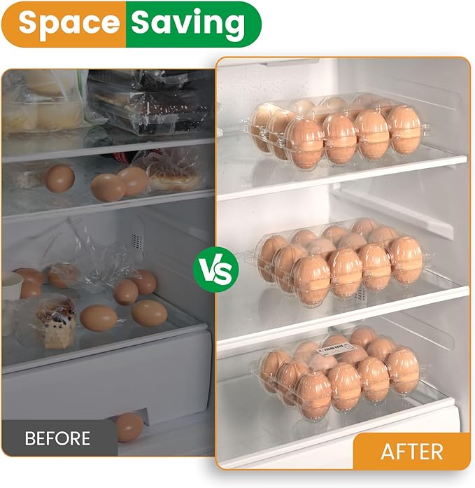 HANSGO Clear Egg Cartons Bulk, 1 Dozen 12 Count Empty Egg Carton Storage Containers for Home Ranch Chicken Farm Market Display, 60 PCS
