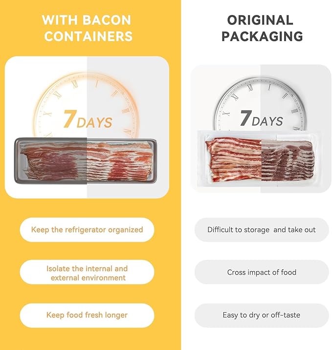 4 Pcs Deli Containers with Lids, Bacon Container for Refrigerator, Fridge Organizer, Cheese Container for Fridge, Dishwasher Safe Long Deli Meat Storage Containers Fruit Tray with Lids