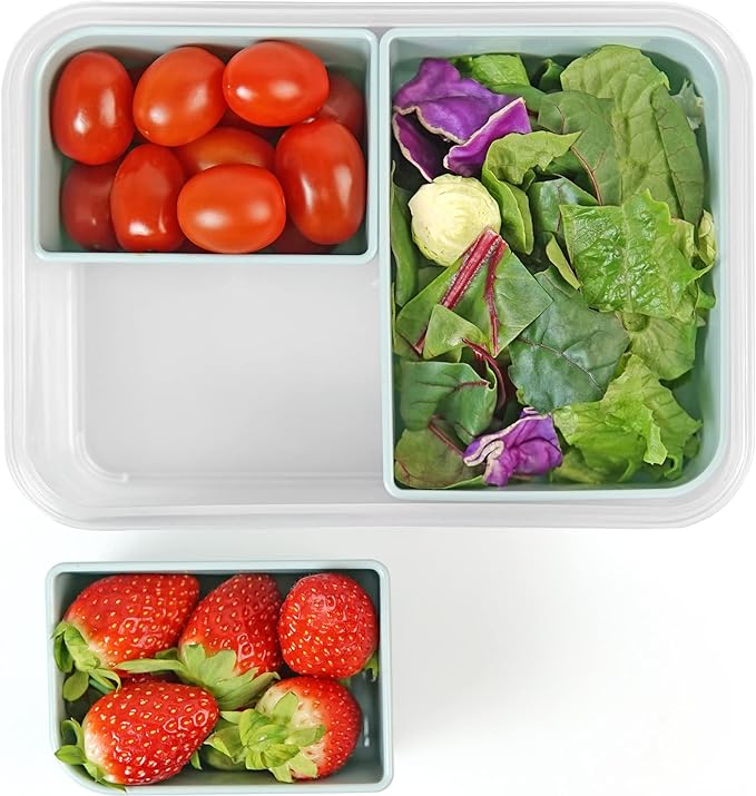 carrotez Food Storage Container with 3 Removable Compartments, Food Prep Container with Airtight Lids, Portion Control Container, Reusable, BPA Free, 6.3 Cup (1500ml)