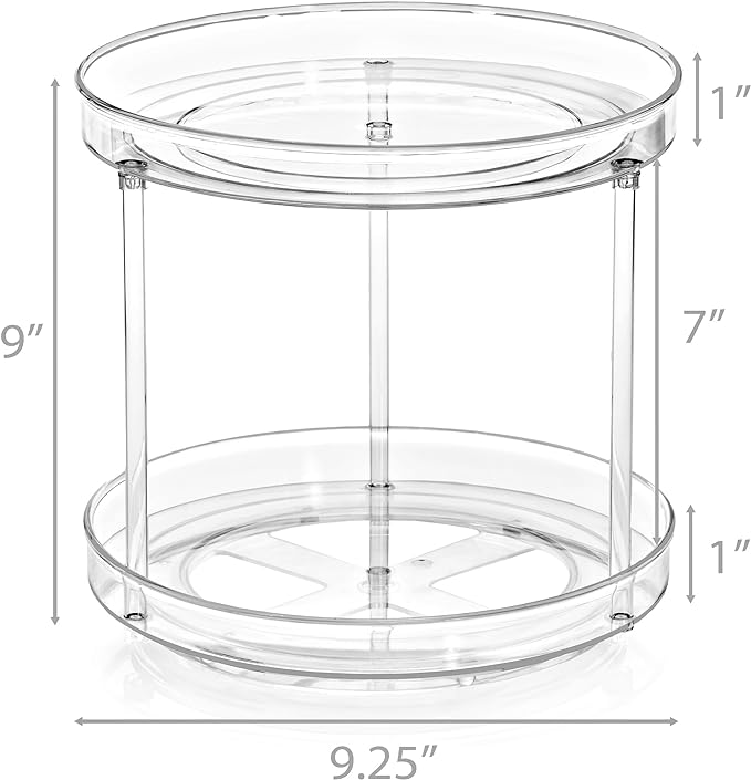 Sorbus 9 Inch Clear Lazy Susan Organizer Set, 1 Tall Turntable Organizer for Spice Organization for Cabinet, One 2 Tier Lazy Susan for Kitchen, Home, Office, Closet, Laundry Room Organization