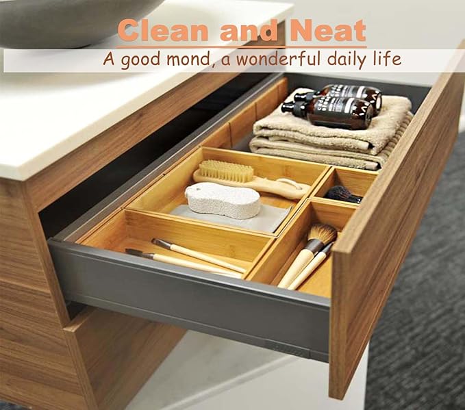 Bamboo Kitchen Seasoning Box Tableware Knife Fork Organizer Box Drawer Oragnizer Sorting Box, Bamboo 12"*4"