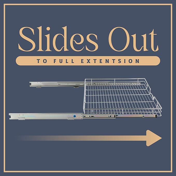 HOLDN’ STORAGE Pull Out Cabinet Organizer, Heavy Duty Caddy w/Lifetime Limited Warranty - 28”W x 21”D - Requires At Least 29-1/4” Cabinet Opening, Steel Metal Cabinet Drawers Slide Out, Chrome
