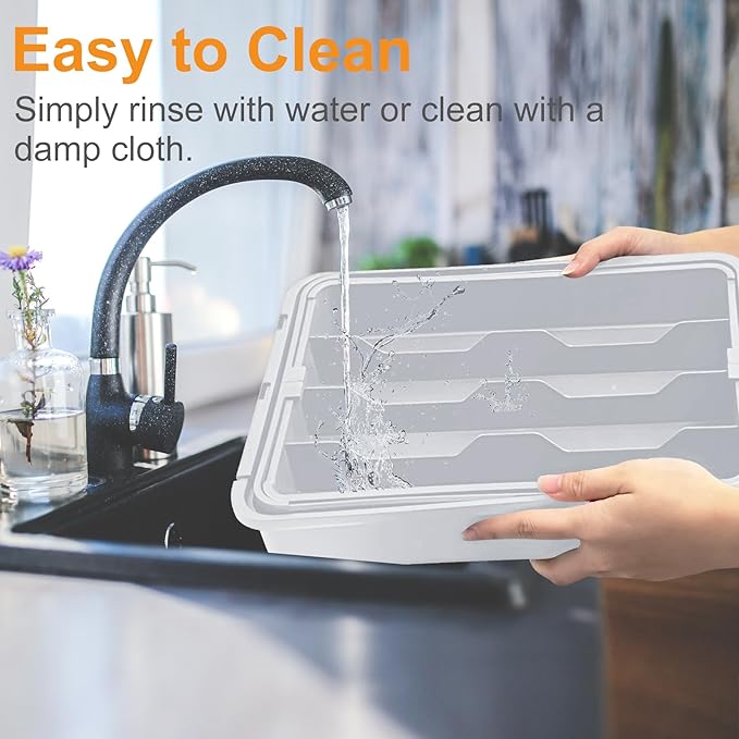 Homecor Kitchen Drawer Organizer, Expandable Silverware Drawer Organizer, Adjustable Utensil Organizer Tray, Cutlery Organizer for Forks, Knives, Kitchen Organizers and Storage, Grey