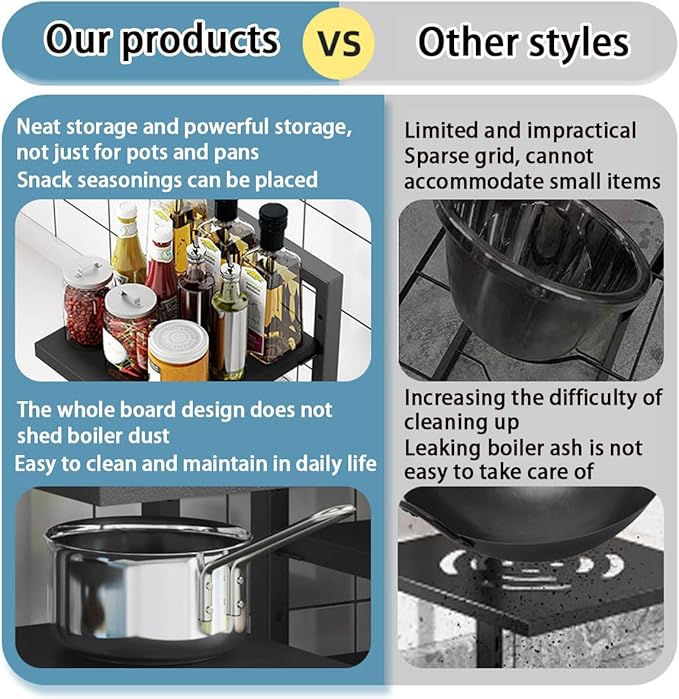 Adjustable 3-4 Tier Pots and Pans Organizer Rack - Heavy Duty 21” Cabinet Storage Solution for Kitchen, Snap-on Pan Organizer with Panels (Three Layers)