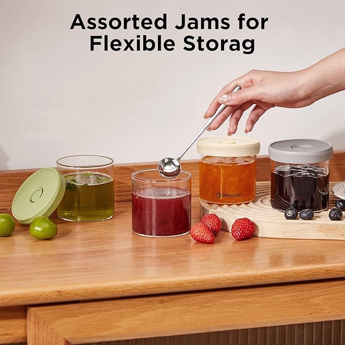 Glass Food Jars - Airtight Dressing Containers with Lids, Perfect for Sauces, Overnight Oats, and Baby Food Storage, Small Glass Jars with Lids, 10oz Pack of 4