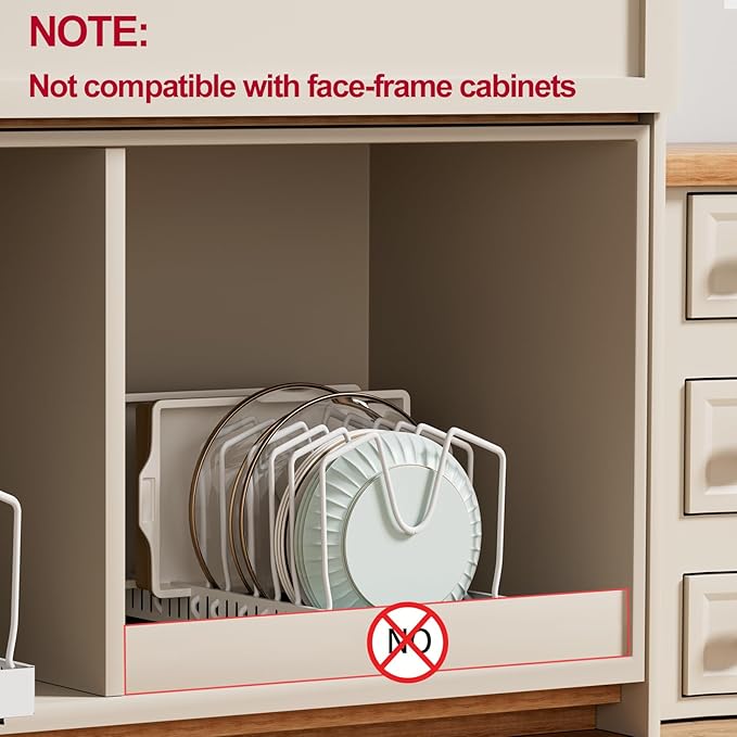 GoMaihe Pots and Pans Organizer Under Cabinet 1 Pack - For Kitchen Pot Lid Bakeware Dishes Pots and Pans Storage - Pull-out Kitchen Cabinet Organizer Rack with Slide Rails Black