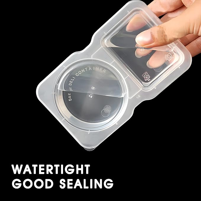 10 Sets Condiment Container with Lid, Disposable Double Compartment Plastic Container for Sauce Snack