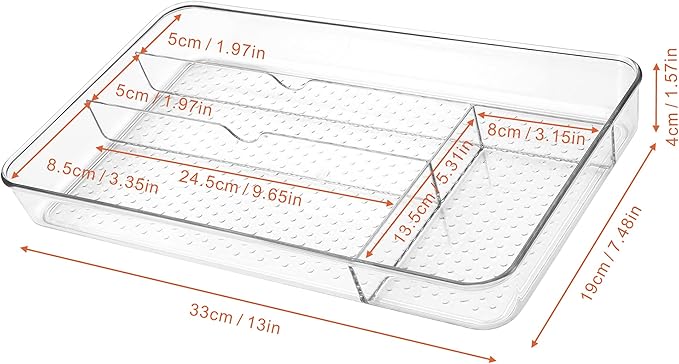 Lonian Cutlery Tray, No-Slip Drawers Organizer for Utensils Storage and Organising in Kitchen, Cosmetic Tray for Dressing Table Makeup Storage Organiser in Bedroom and Living Room