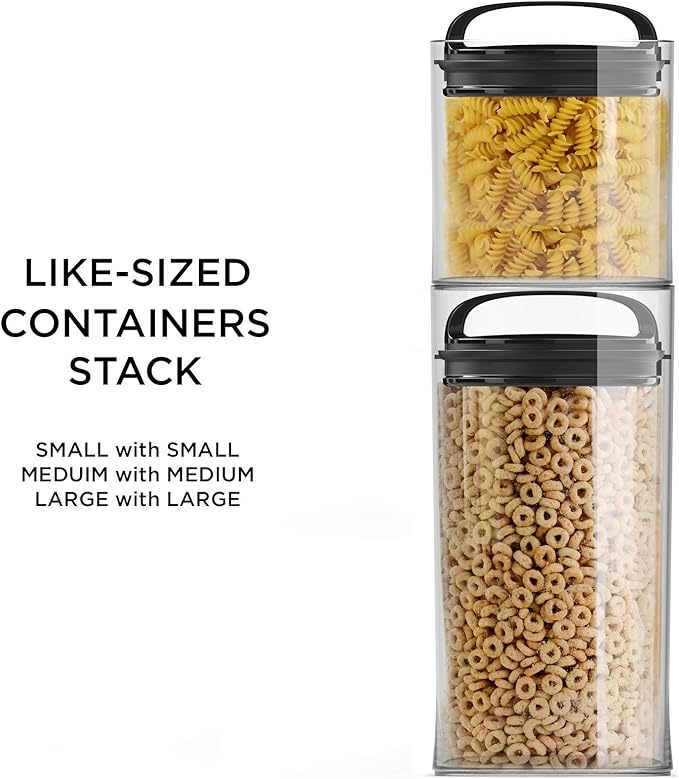 Prepara Evak Compact Glass Food Storage, 46 Ounce, Black