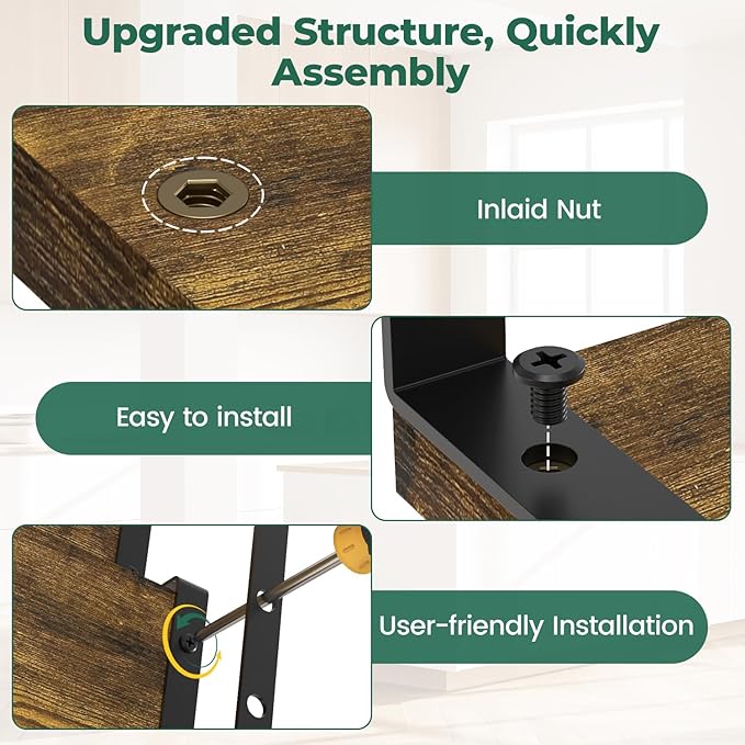 EsLuker.ly Spice Seasoning Rack Organizer Kitchen Countertop, Set of 2 Expandable Wood Spice Shelf Holder Storage, 2 Tier Freestanding Stand for Pantry, Quick Access(Jars Not Included)