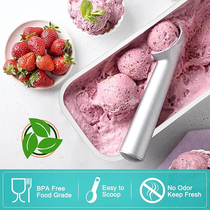 Walfos Ice Cream Containers for Homemade Ice Cream - 1.6 Quart & 8 oz. Set, Bonus Sealing Bands Keeping Silicone Lids Airtight, Reusable Ice Cream Tubs, Stackable Freezer Storage Container - Blue