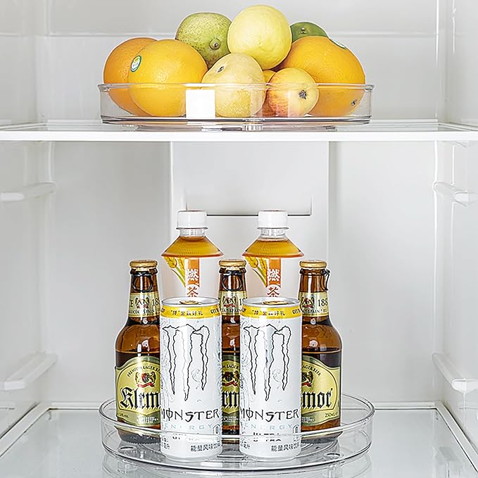 10.6 Inch Clear Lazy Susan Turntable Cabinet Organizer, Rotating Spice Rack Pantry Organization and Storage for Kitchen, Bathroom Makeup Vanity Countertop, Fridge,4-Pack