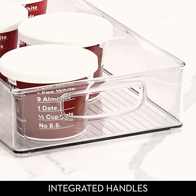 iDesign Stackable Plastic Pantry Bins with Handles - Storage Bins for Organizing Kitchen - Set of 2 - Clear