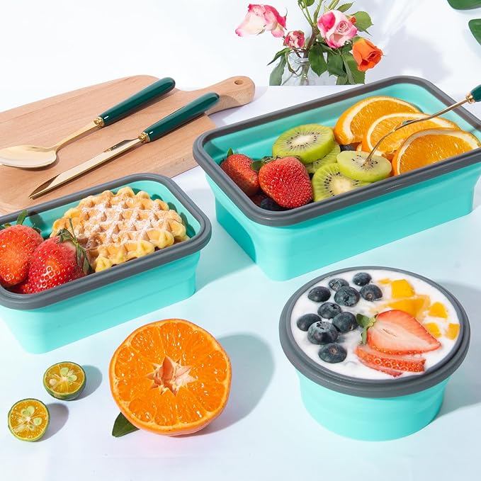 12 Pack Collapsible Food Storage Containers With Lids, Collapsible Storage Containers Sets Silicone Collapsible Bowls For Camping, RV Accessories, Travel Trailer Must (Mixed oz) (12)