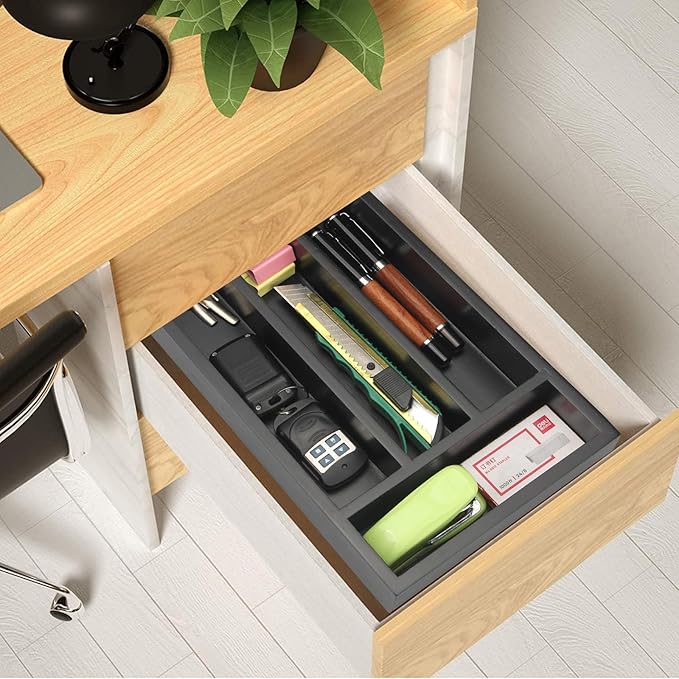 Ayiaren Wooden Silverware Drawer Organizer Tray Small Kitchen Utensil Holder for Drawer Narrow Flatware Organizers Divider Black Wood Cutlery Trays Bamboo Utensil Organizer Spoon and Fork Holder Tray